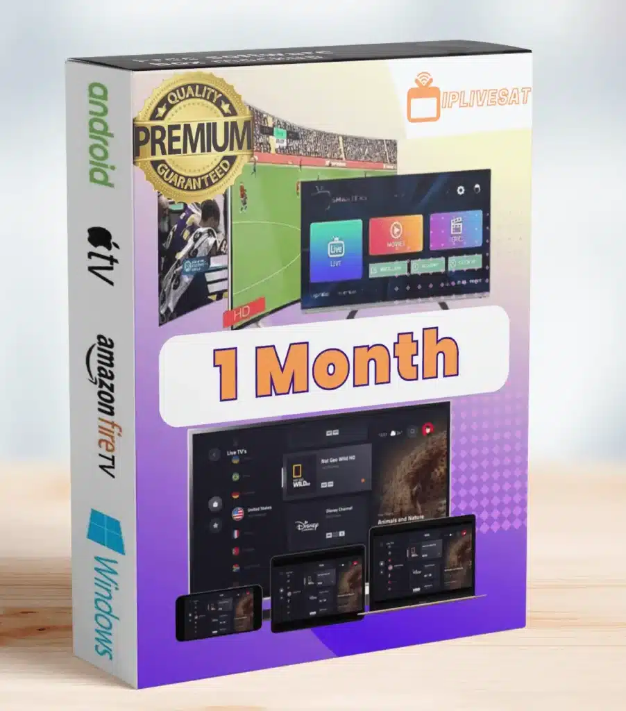An image showcasing a 1 month IPTV subscription plan for premium IPTV service